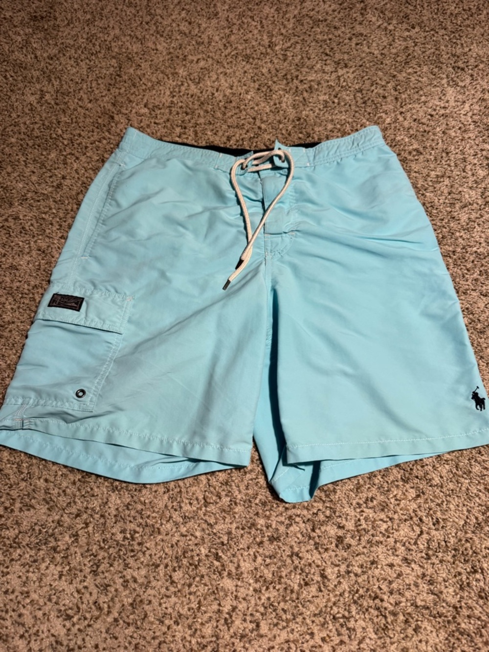 Polo by Ralph Lauren Light Aqua Men's Swim Board Shorts- L